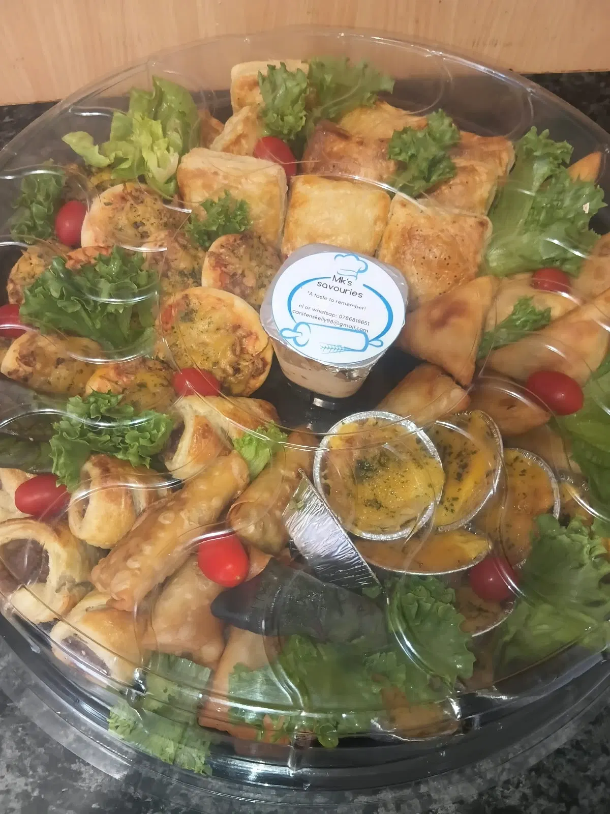 Packed mixed savoury platter